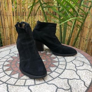 Aquatalia Faris Black Suede Perforated Ankle Boots
